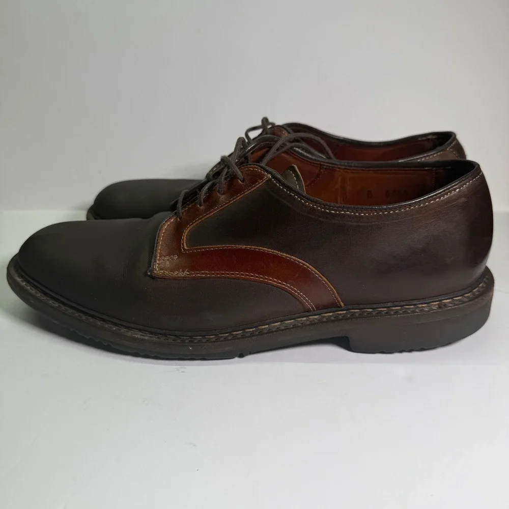 Allen Edmonds Berkshire Derby Shoes Mens 9 B Brown Leather Two Tone USA 4544